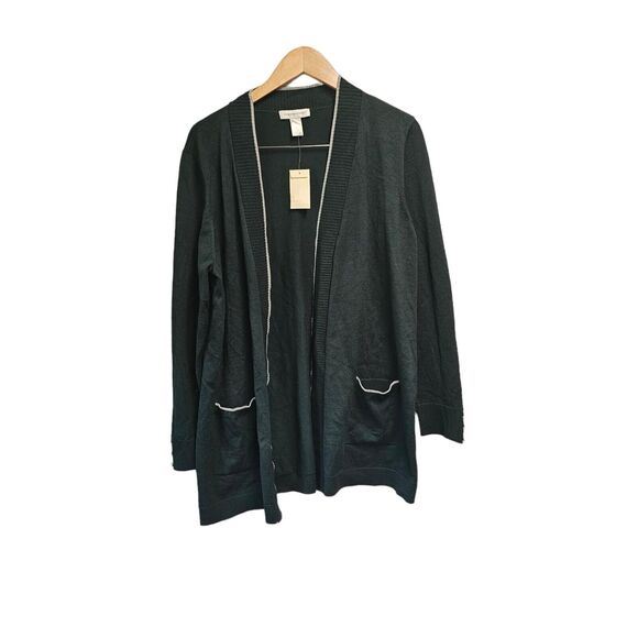 Christopher & Banks Cardigan Kelly Green Open Front - Picture 4 of 5